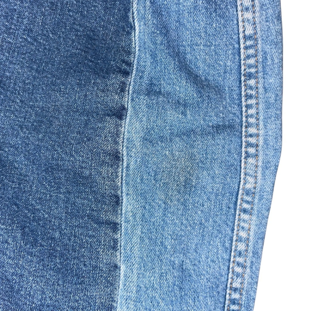 Madewell Stretch Denim Button Pocket Mini Skirt Pieced Edition 2 tone