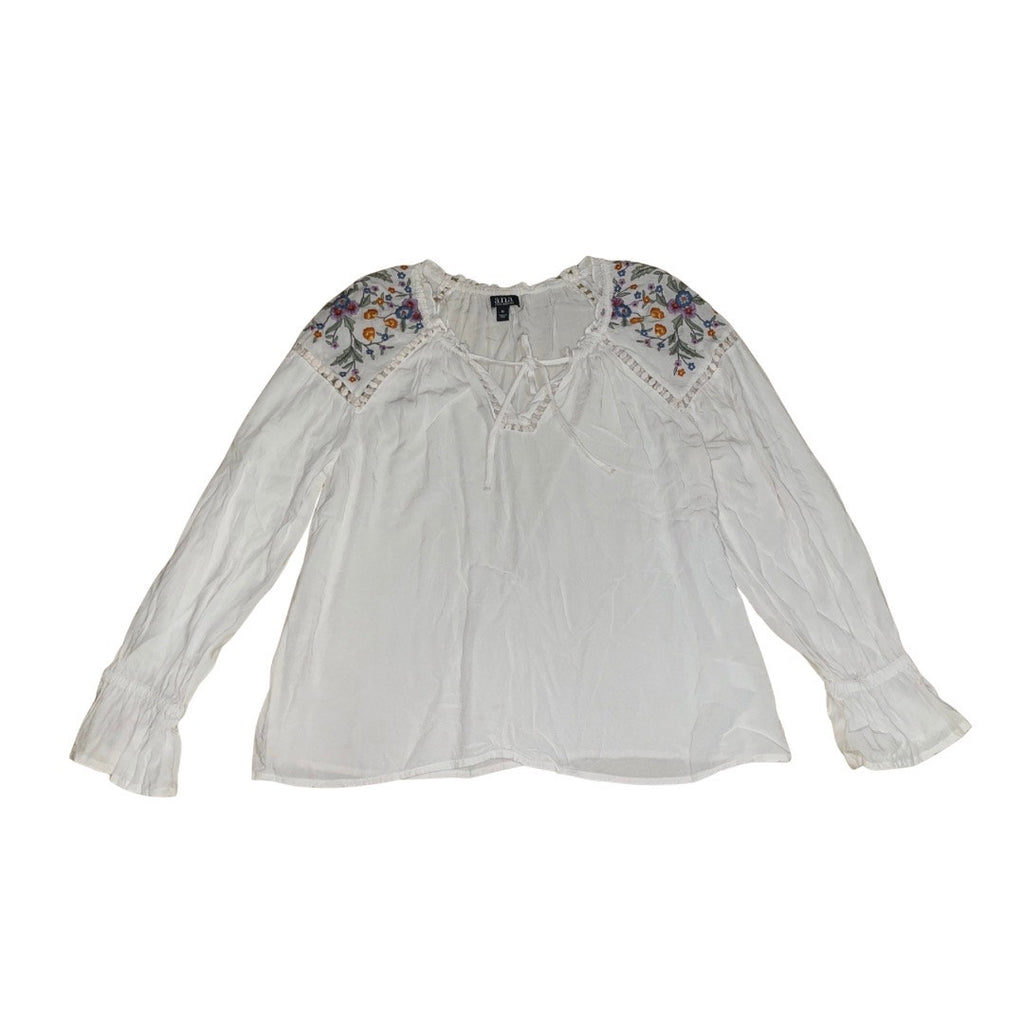 a.n.a A new Approach Embroidered Boho Floral Peasant Blouse SZ M Cottage Artsy