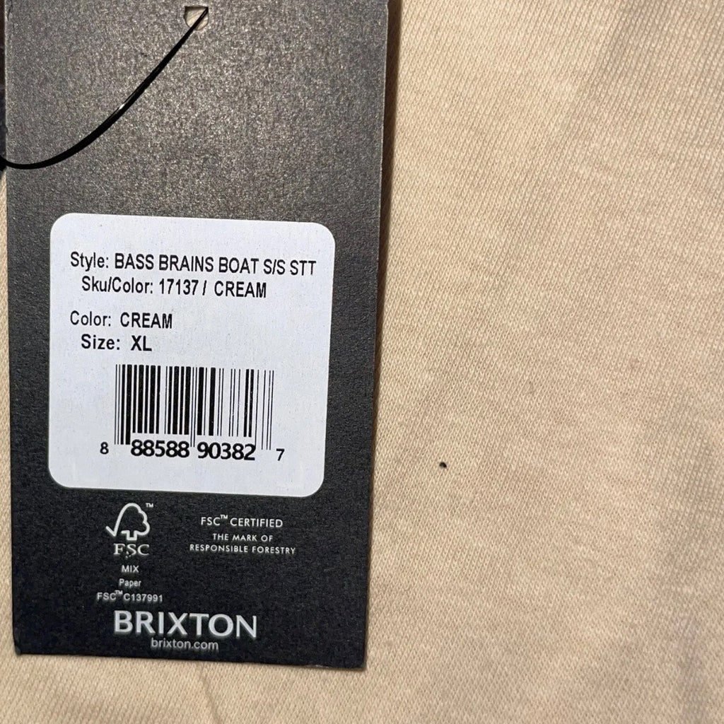 Brixton Bass brains boat Collab Standard T-Shirt 100 % Cotton Size XL NWT