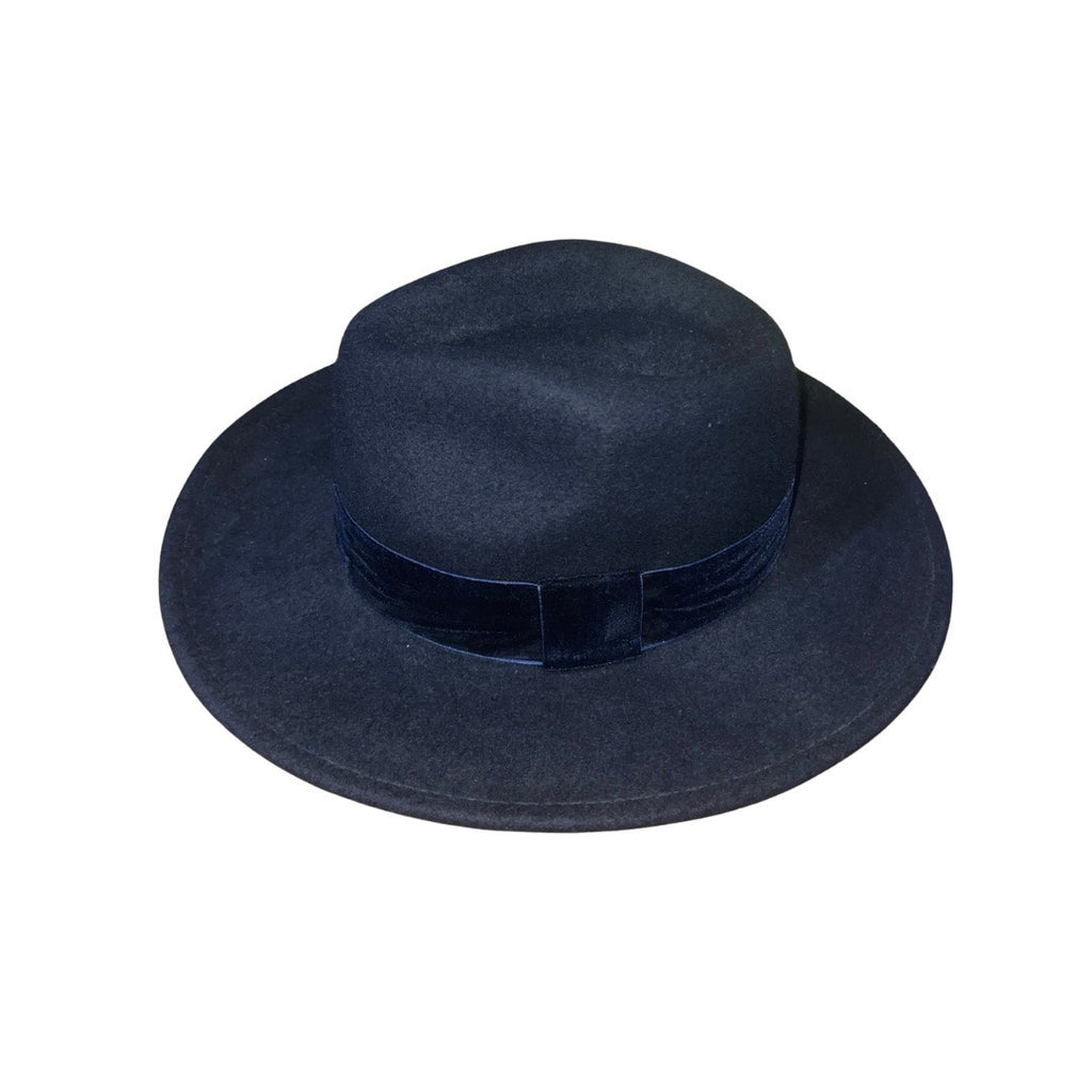 Zara Womens Black Felt Fedora Hat Bow tie One Size Western Unisex