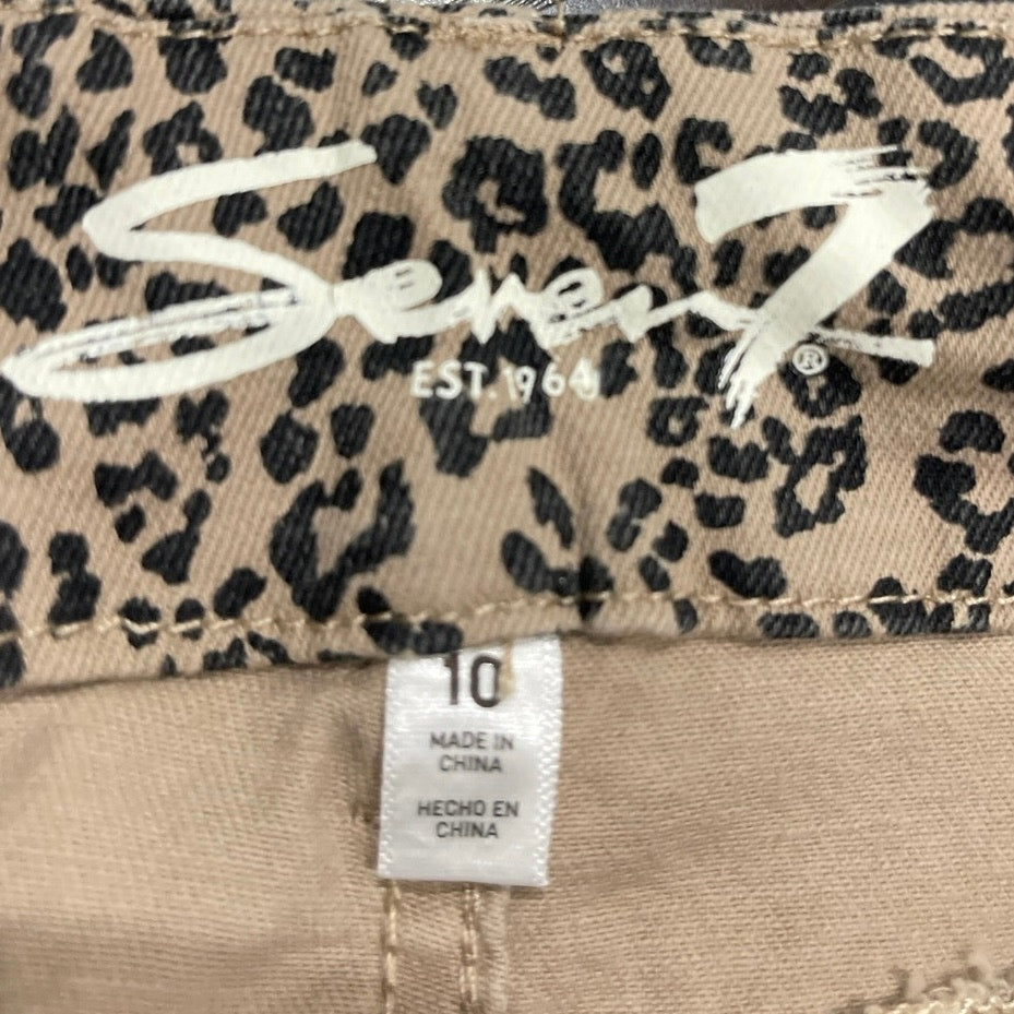 Seven7 Tummyless High Rise Stretch Leopard Print Skinny Jeans Pants SZ 10 Chic