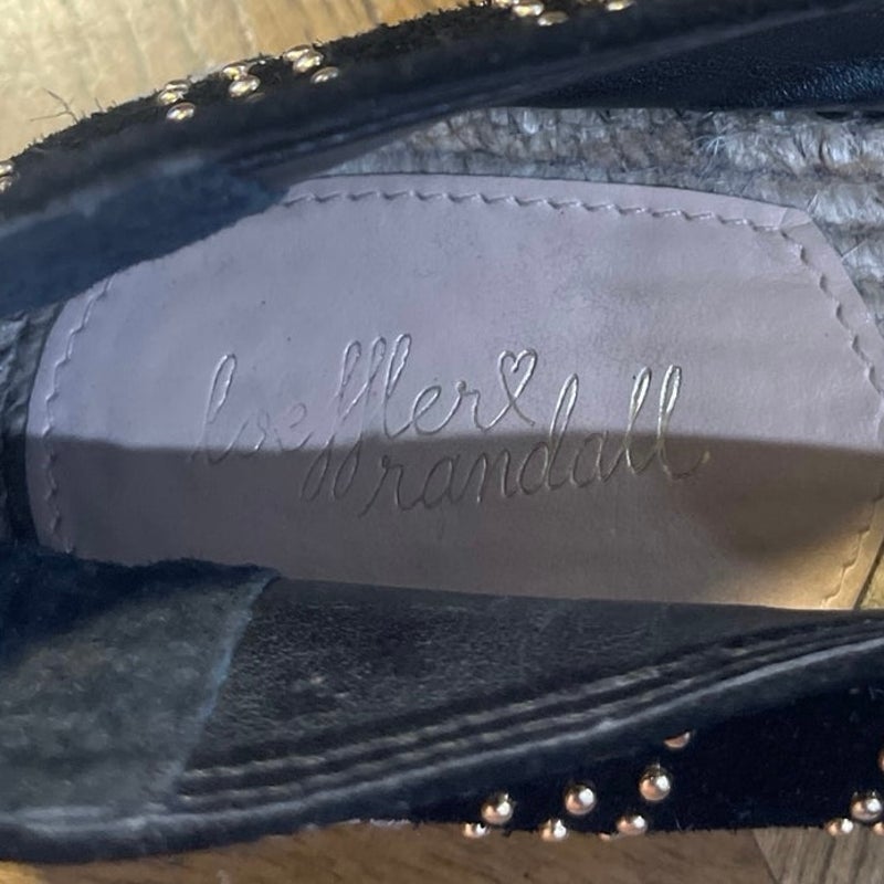 Loeffler Randall Mara Gold Studded Suede Espadrille Flats SZ 7.5 Edgy Boho