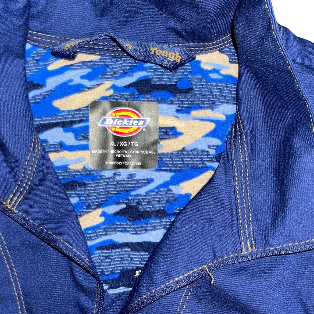 Dickies Women Jacket Blue Full Zip Pockets Mock Neck Size XL Lightweight Workwear
