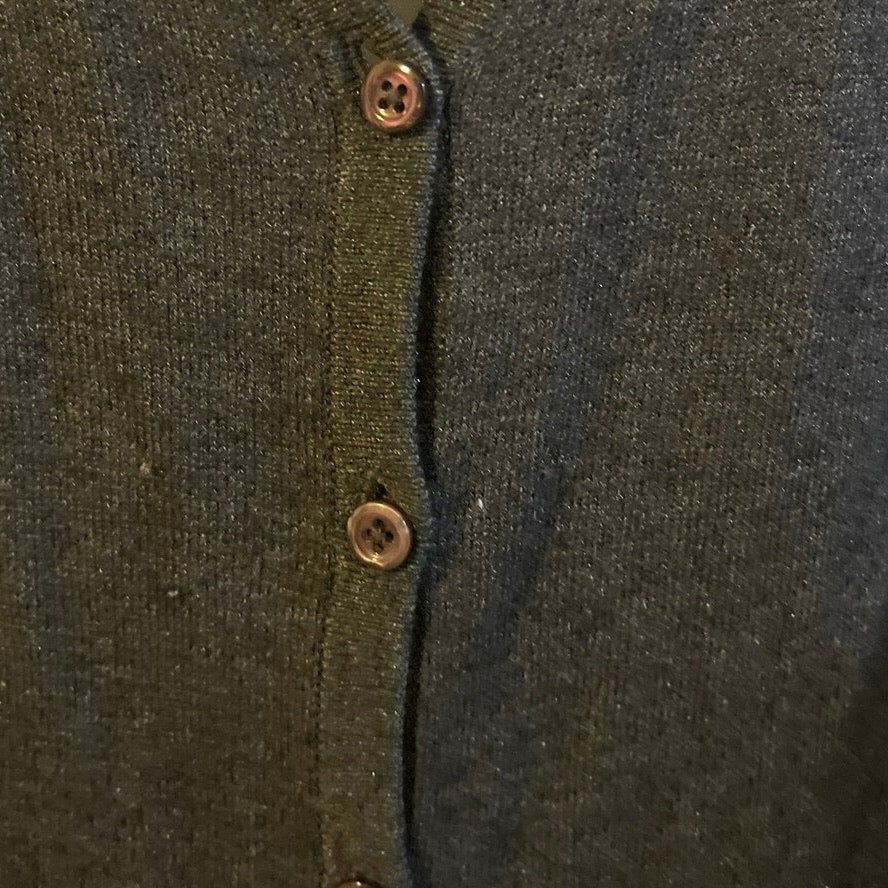 Caslon Silk Cashmere Charcoal Grey Button Front V-Neck Cardigan Sweater SZ S