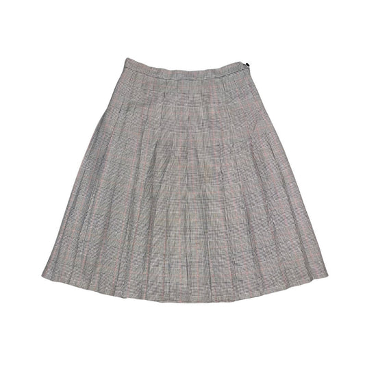 Vintage Pleated Plaid Knee Length Flare Skirt Size 12 Preppy Academia