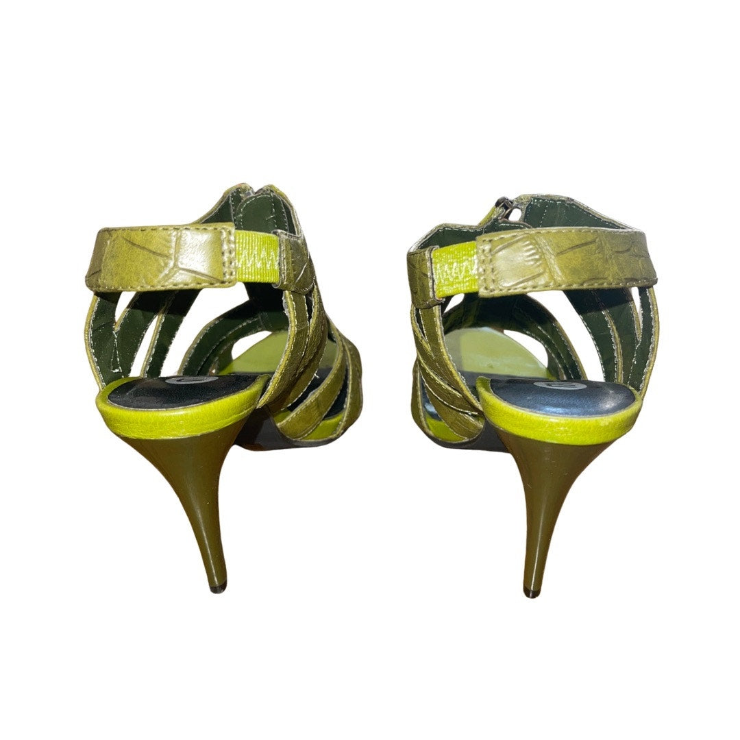 Michael Antonio Joleen Green Croc T Strap High Heels Stiletto Size 6.5 NWT