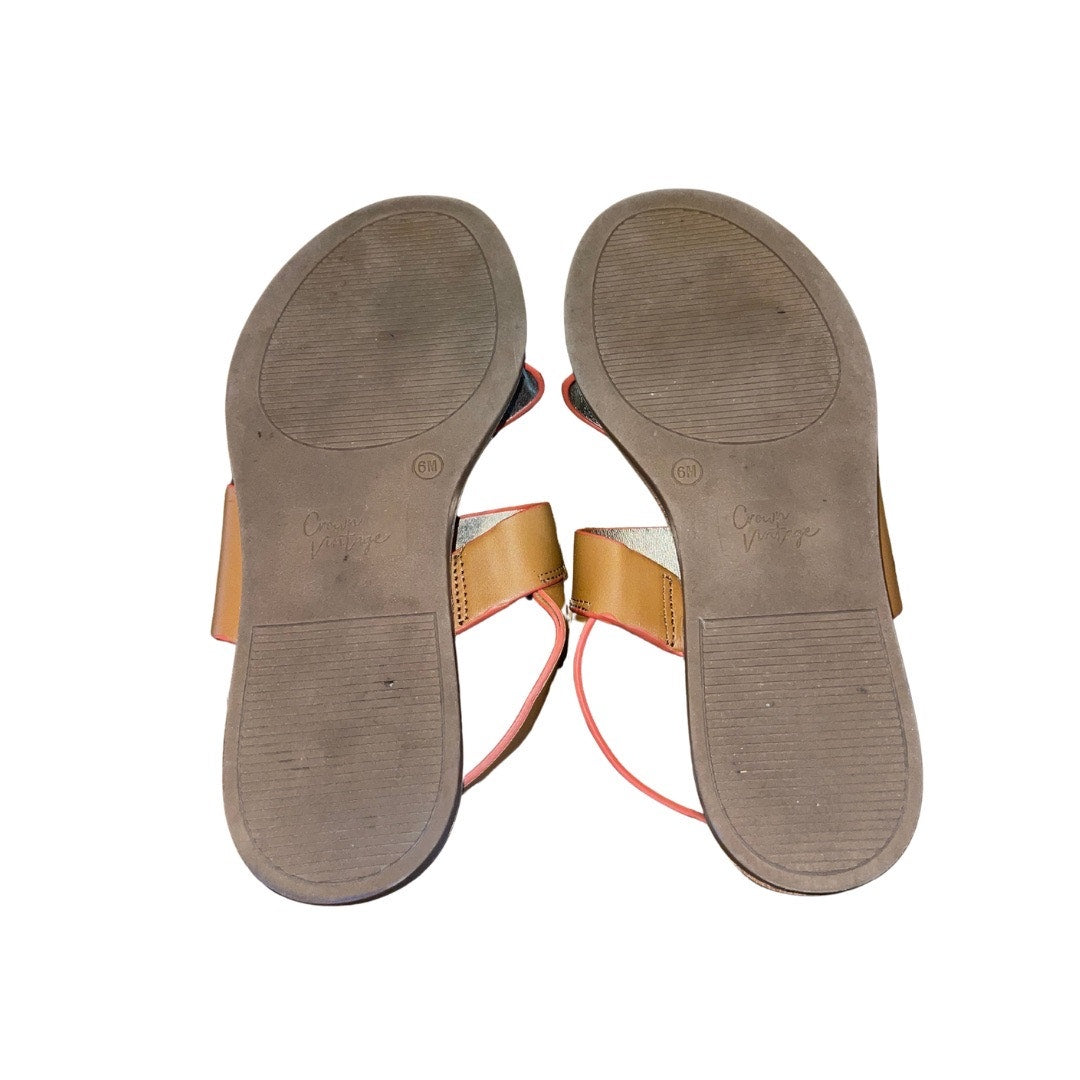 Crown Vintage Aaliya Sandals Brown Leather Snake-print Footbed size 6 Vacation