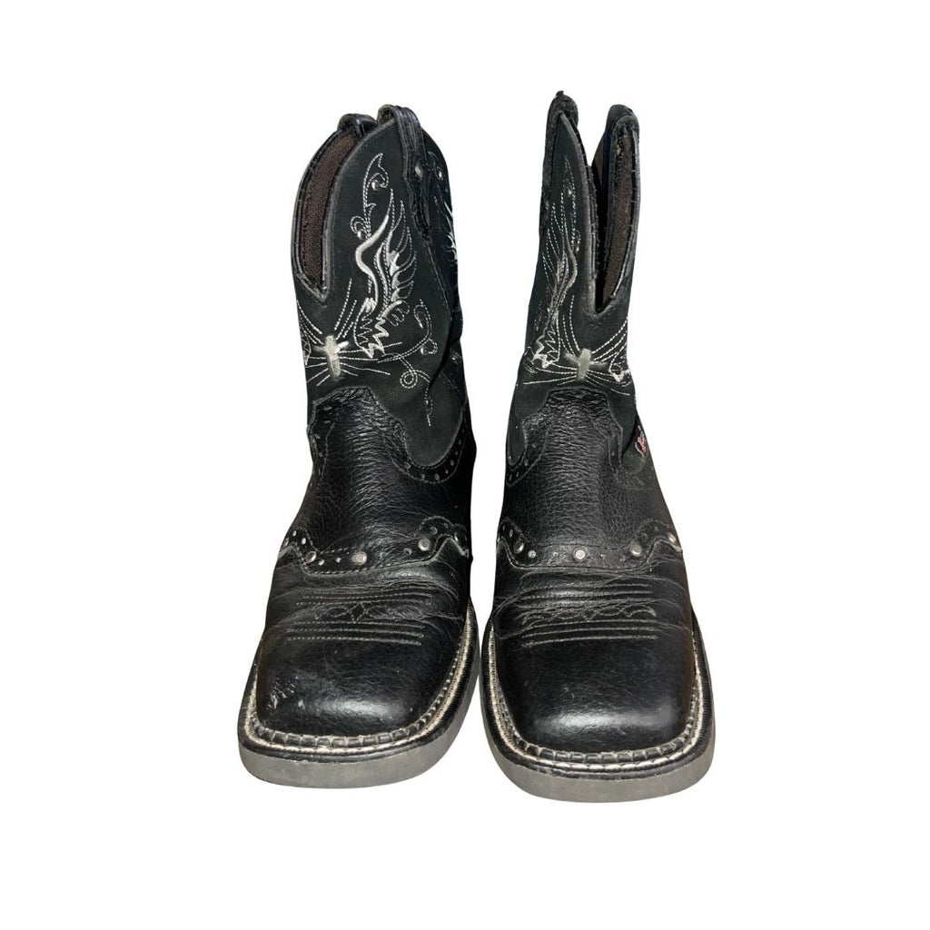 Justin Gypsy Western Cowgirl ANDRA 8" Cowgirl Black Leather Suede Boots Size 7