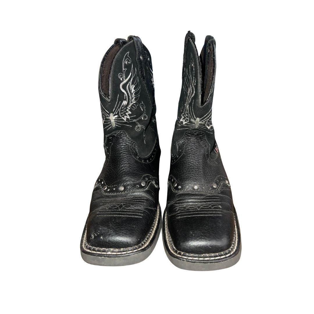 Justin Gypsy Western Cowgirl ANDRA 8" Cowgirl Black Leather Suede Boots Size 7