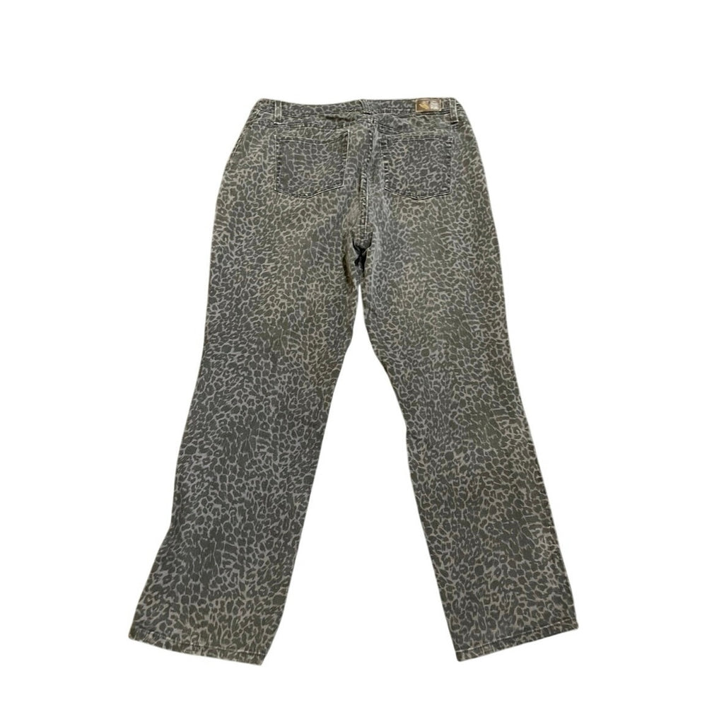 Lee Classic Fit Leopard Print Straight Leg Denim Jeans SZ 18 Casual Chic