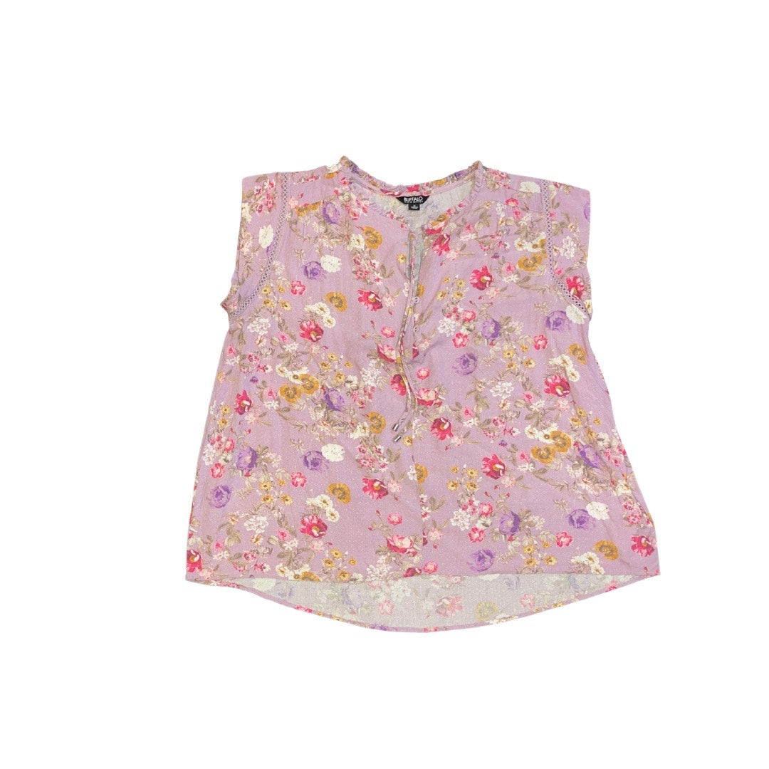 Buffalo David Bitton Purple Floral Cottagecore Blouse Size Medium Boho Indie