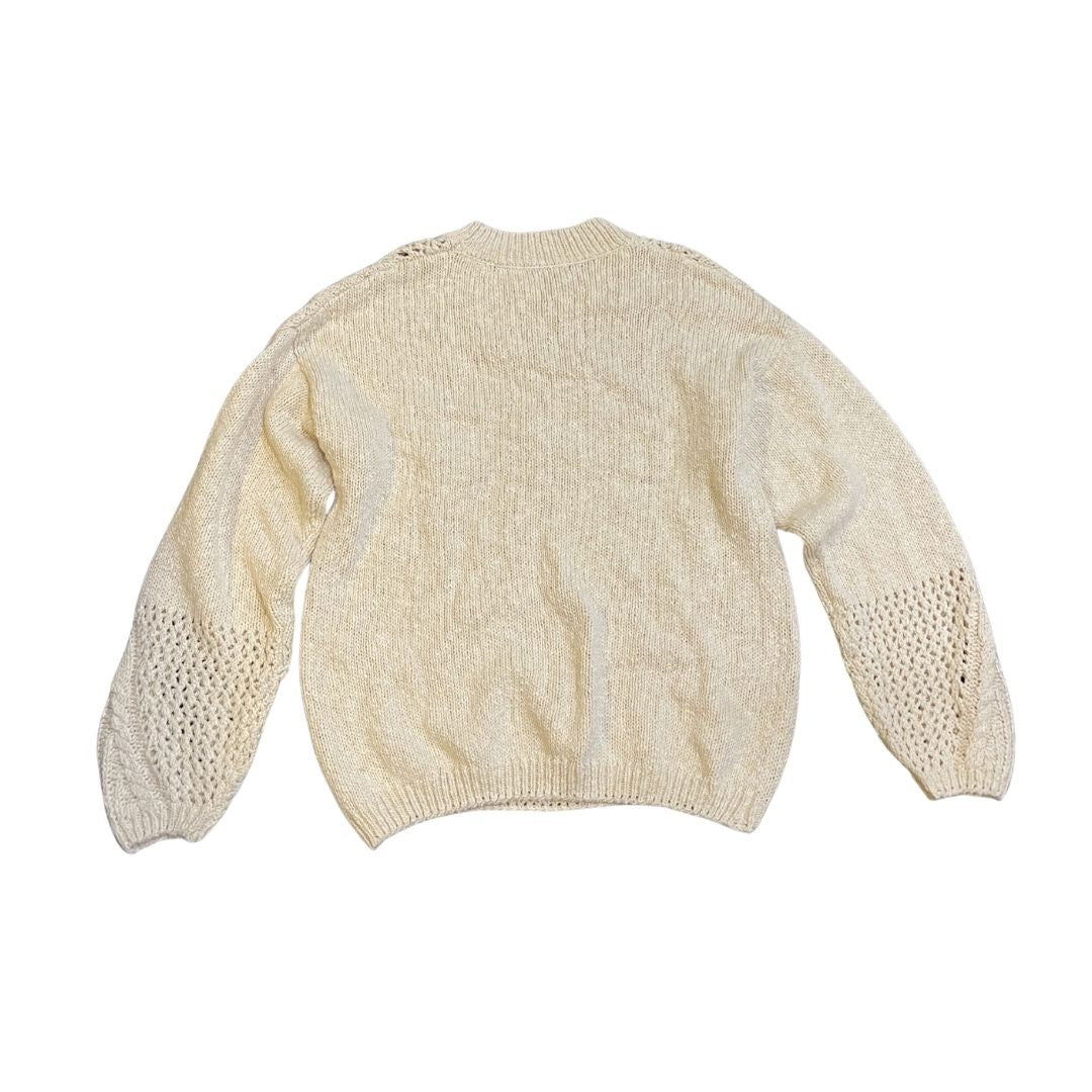 Miss Me Open Weave Cable Knit Crewneck Sweater Size Medium Preppy Fisherman