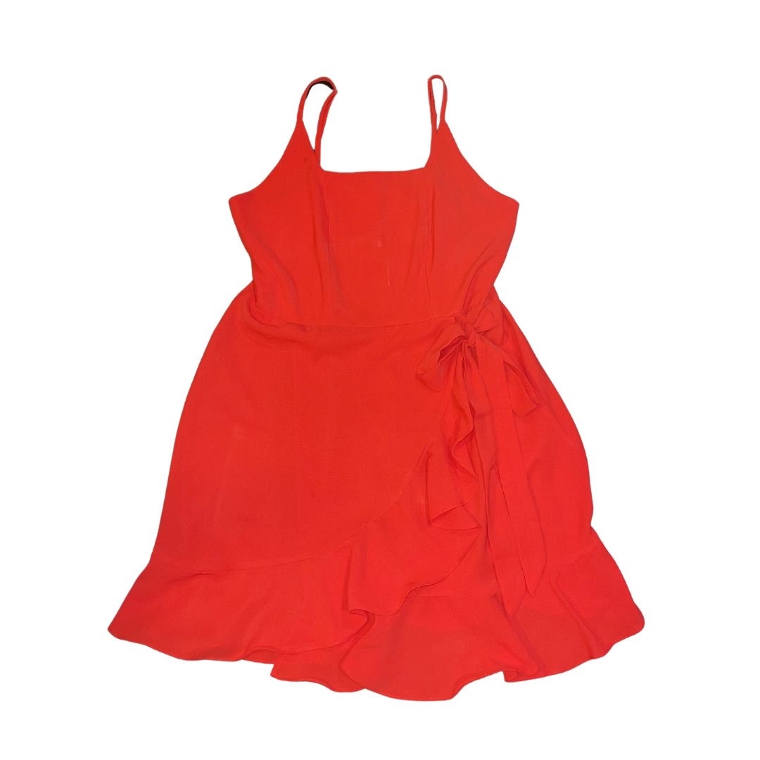 Red Adjustable Spaghetti Straps Sleeveless Faux Wrap Dress XL Flirty Party