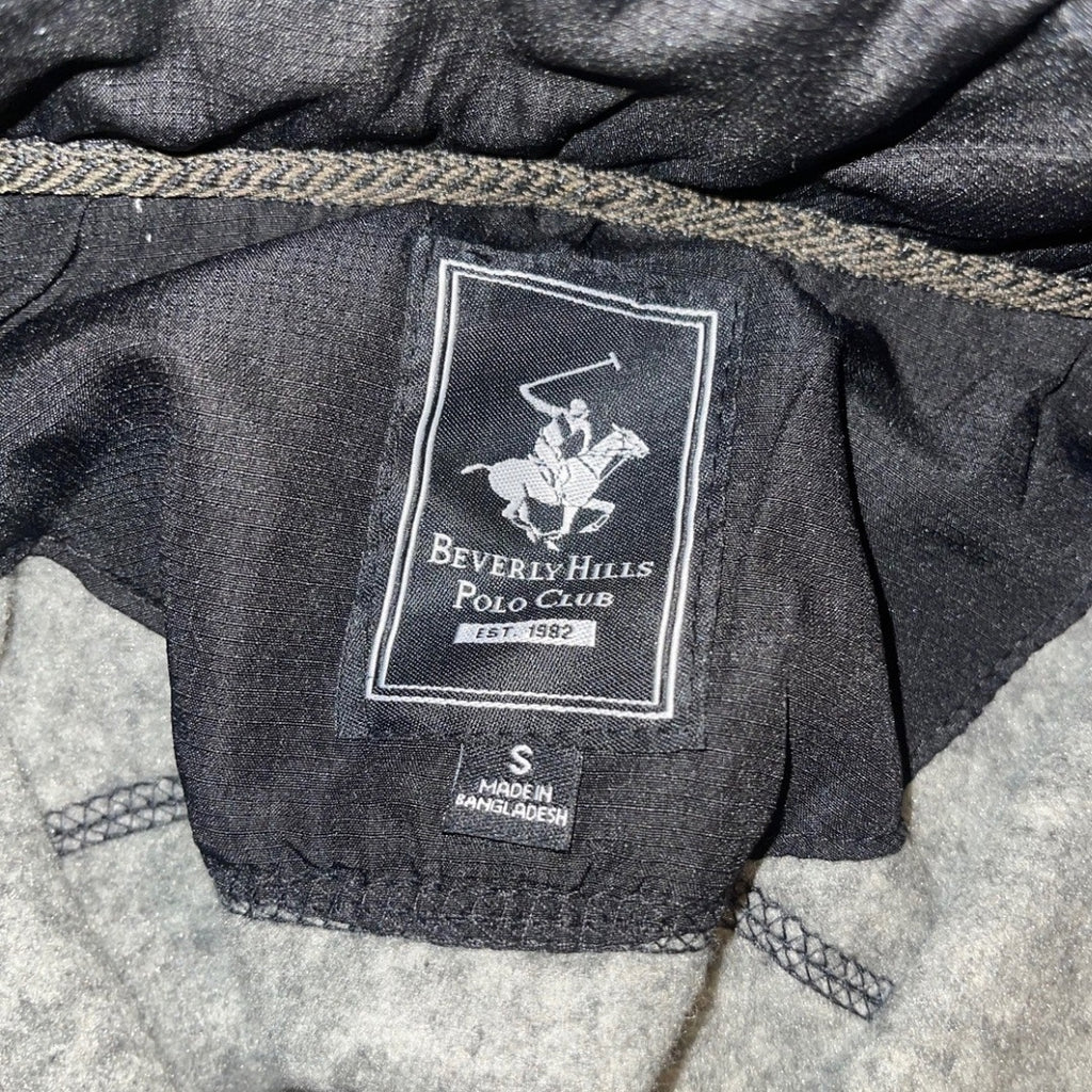Beverly Hills Gray Black Polo Club Men Full Zip Jacket Small zippered pockets