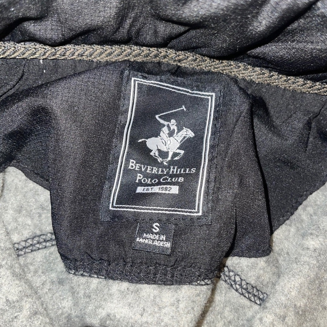 Beverly Hills Gray Black Polo Club Men Full Zip Jacket Small zippered pockets