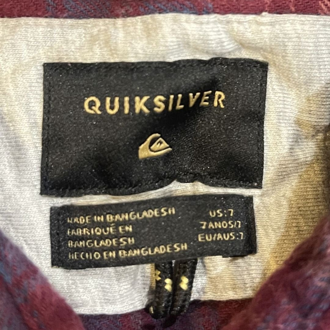 Quiksilver Youth Boy Plaid Flannel Long Sleeve Shirt Size 7 Kidscore