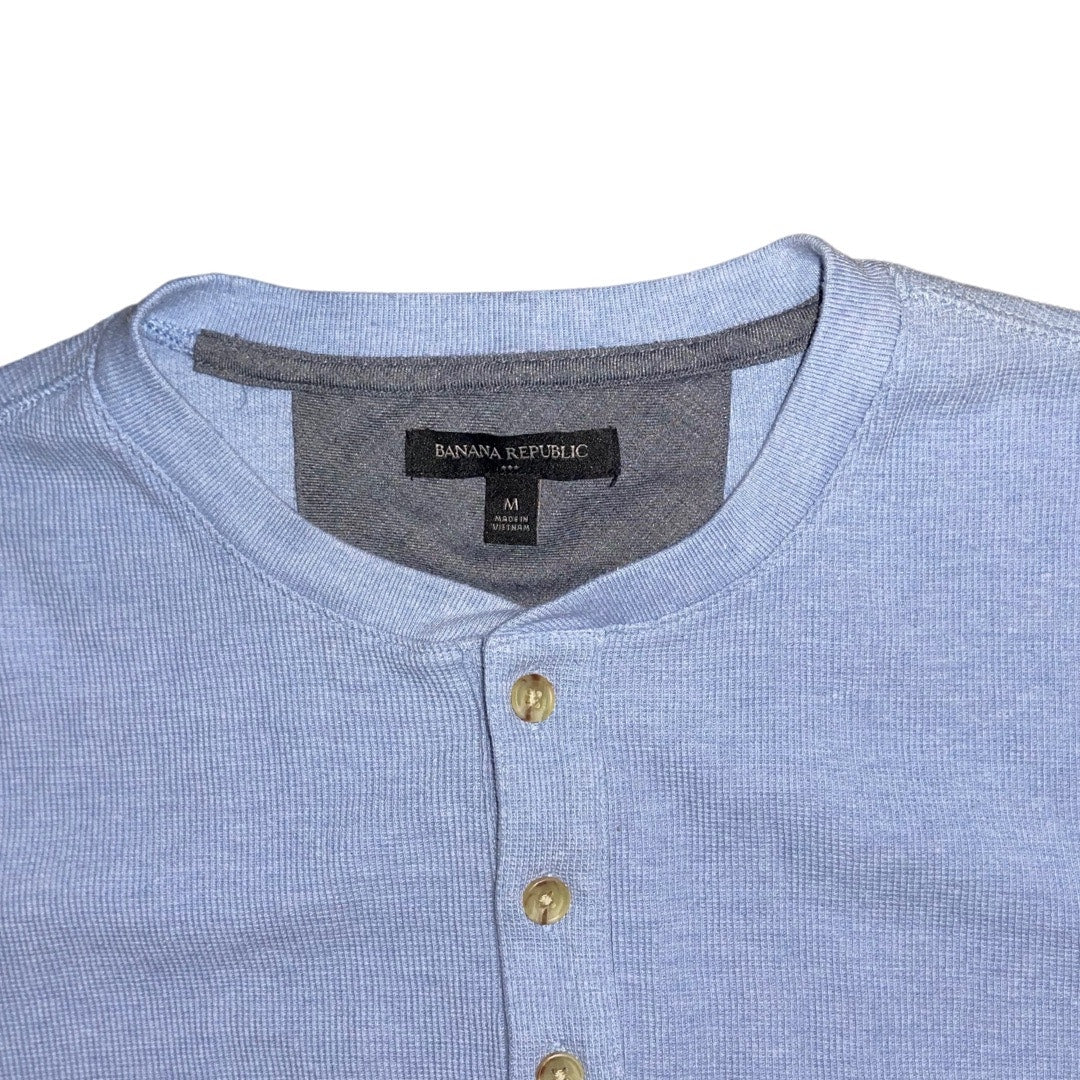 Banana Republic Henley Thermal Shirt Waffle Knit Long Sleeve Size M