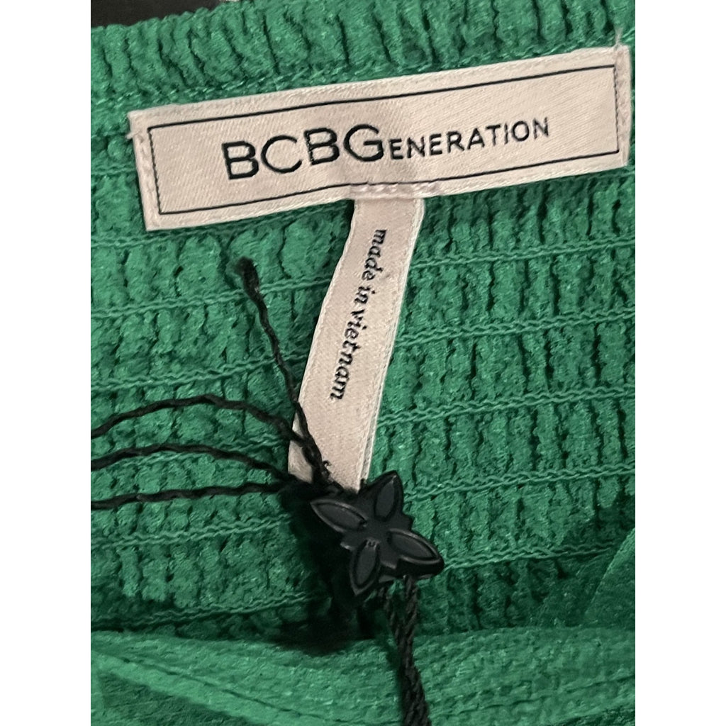 BCBGeneration Smoked Mini Dress Sweetheart Neckline Ruffle Hem NWT Fit & Flare