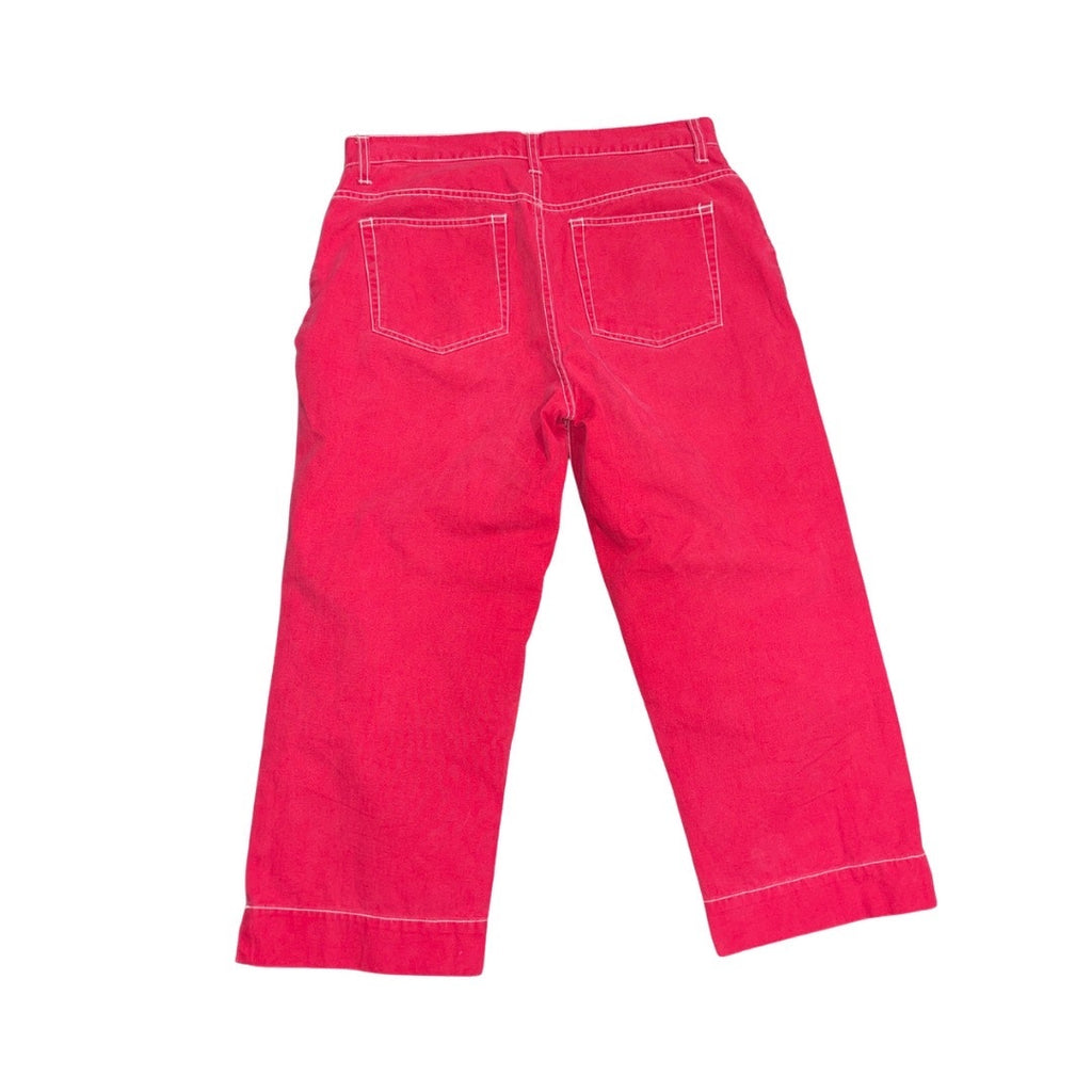 Faded Glory Wide Leg Capri Red Pants SZ 10 90s Y2K Casual Streetwear Classiccore