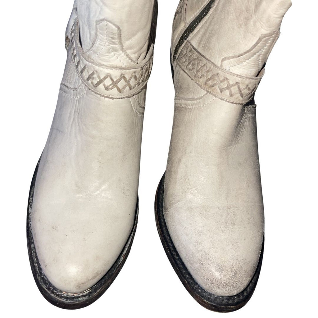 Lucchese Ani Distressed Harness Western Ankle Stud Cowgirl Bootie SZ 7 NWOB