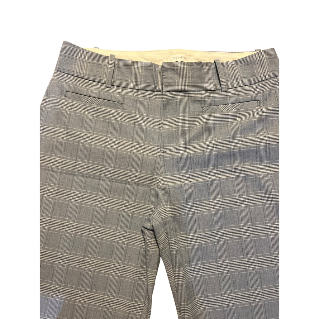 Calvin Klein Womens Plaid Blue Houndstooth Trousers Dress Pant Size 6
