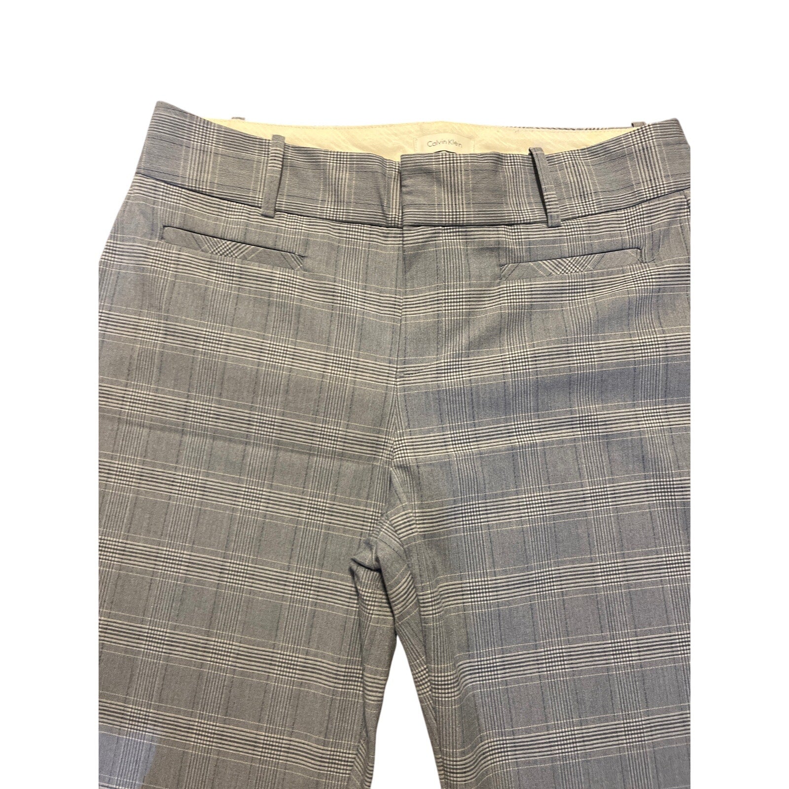 Calvin Klein Womens Plaid Blue Houndstooth Trousers Dress Pant Size 6