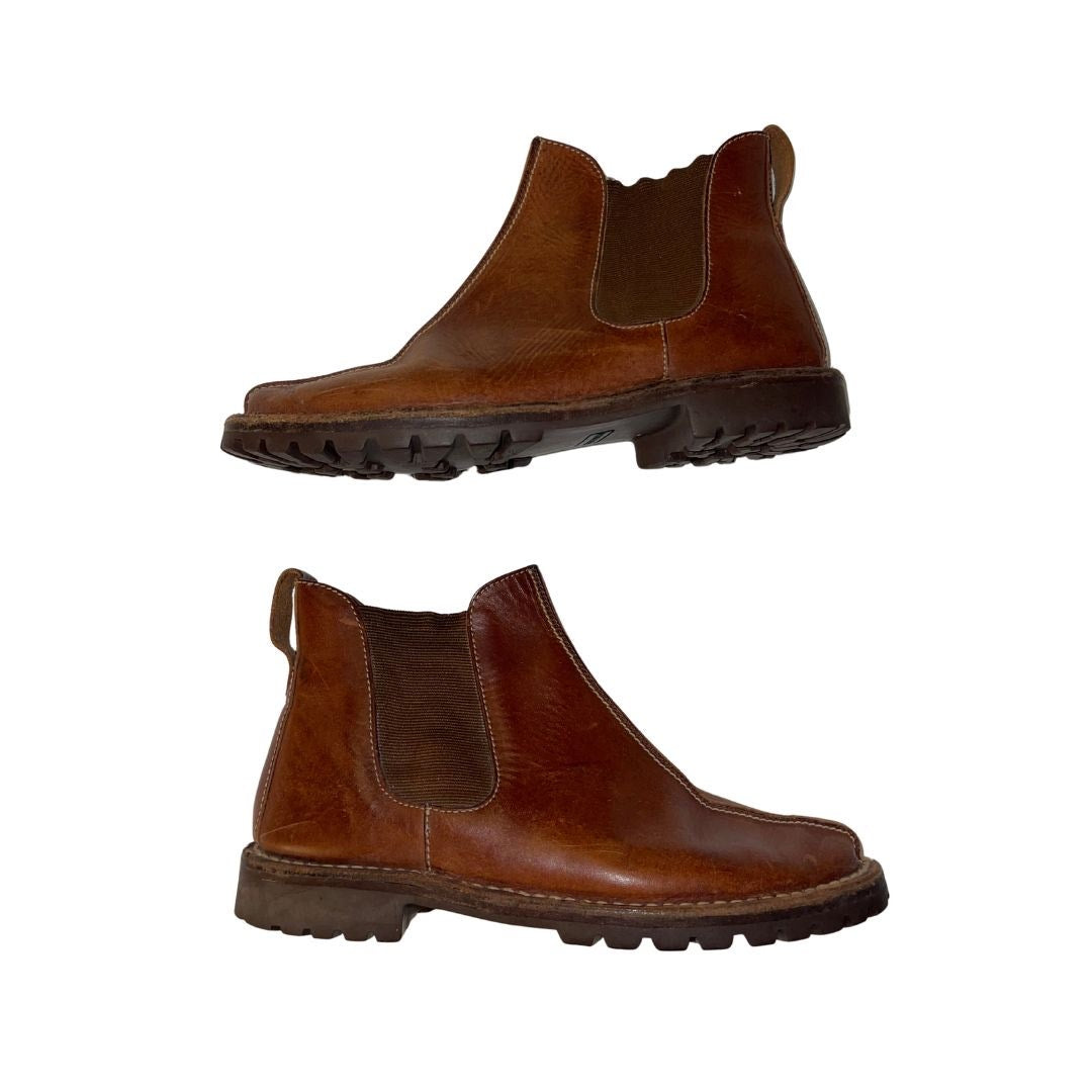 Cole Haan Women's Leather Brown Chelsea Bootie F-4858 Boots Size 8