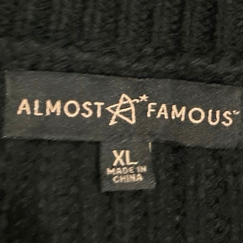 Almost Famous Black Open Front Cropped Chunky Knit Cardigan Sweater SZ XL Boho