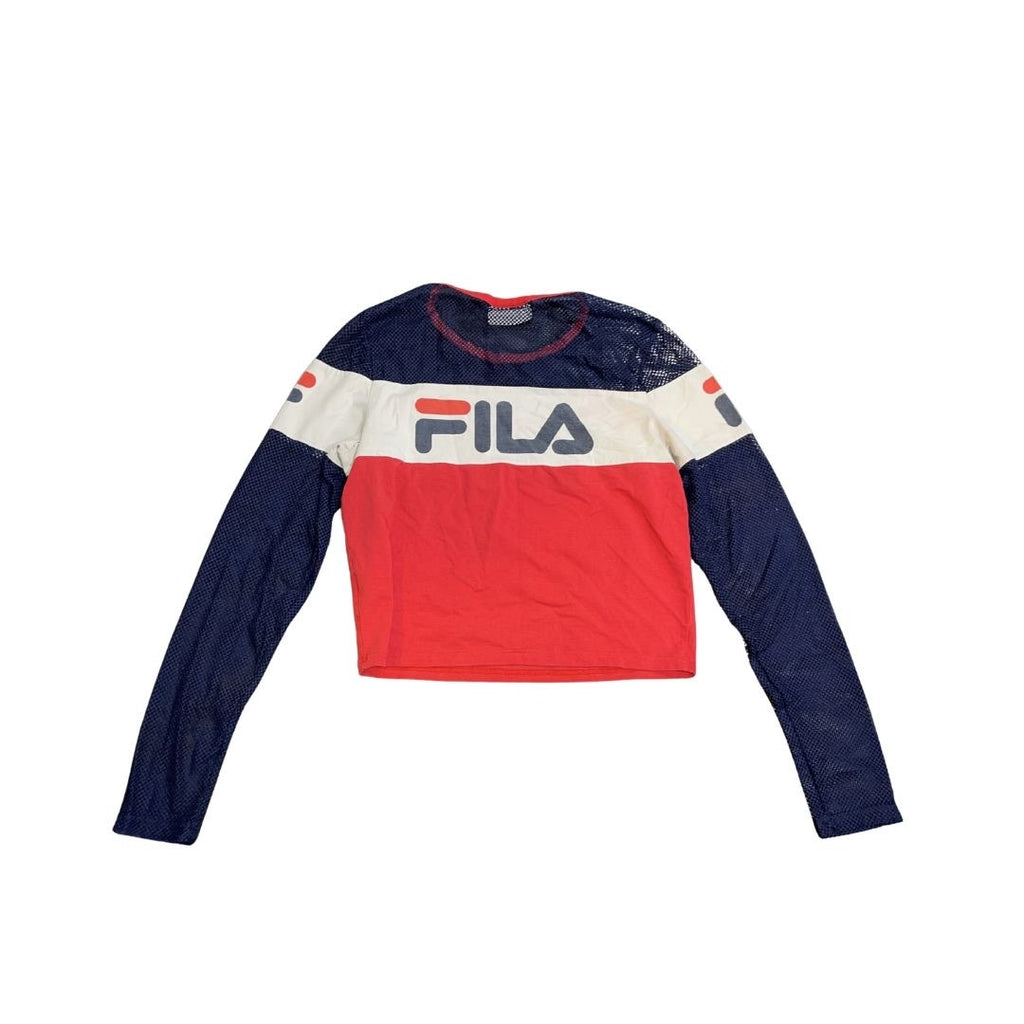 FILA Mesh Long Sleeve Top Size XL 80s Y2K Retro Chic Athletic Sporty