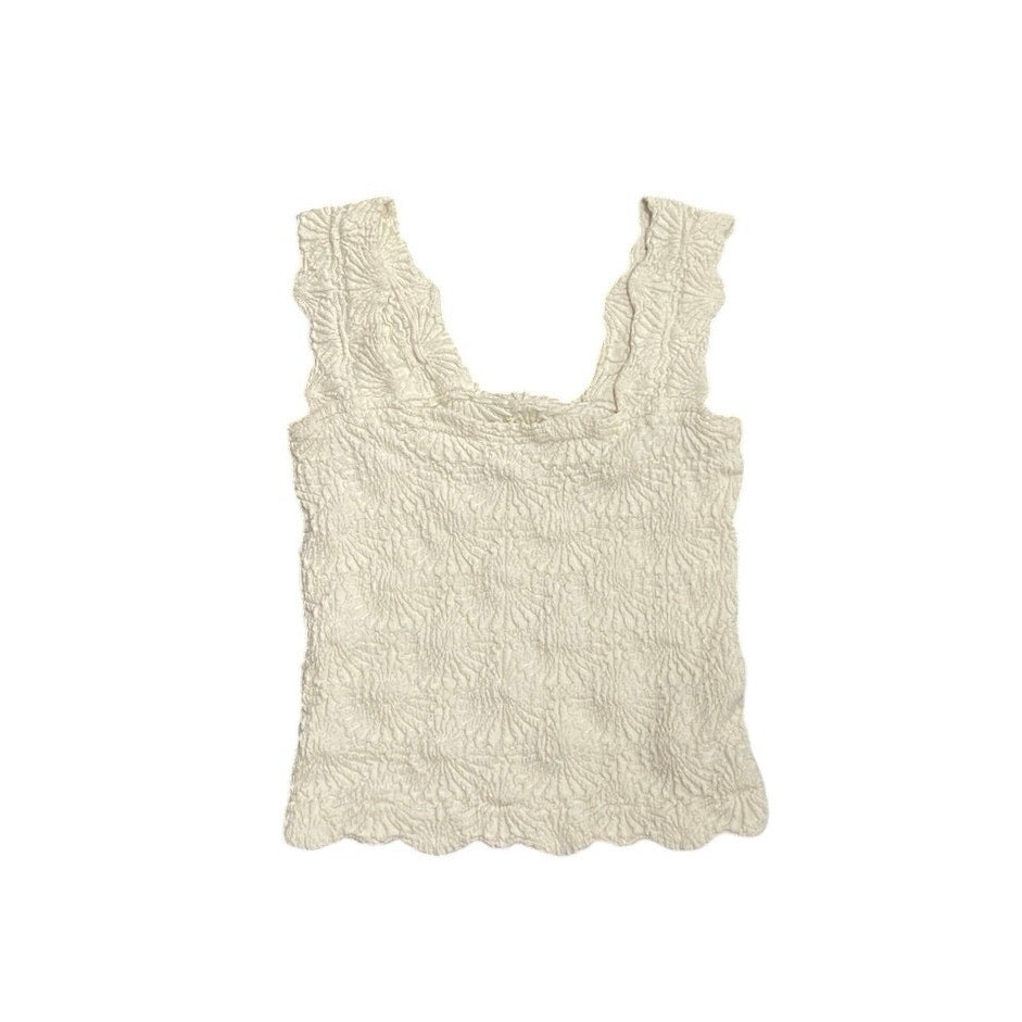 Free People Intimately Love Letter Cami Textured Floral Tank Top SZ S Boho