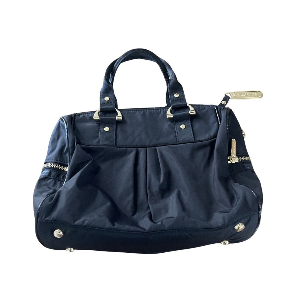 LeSportsac Signature Small Satchel Nylon Handbag Black Top Handle Casual Chic