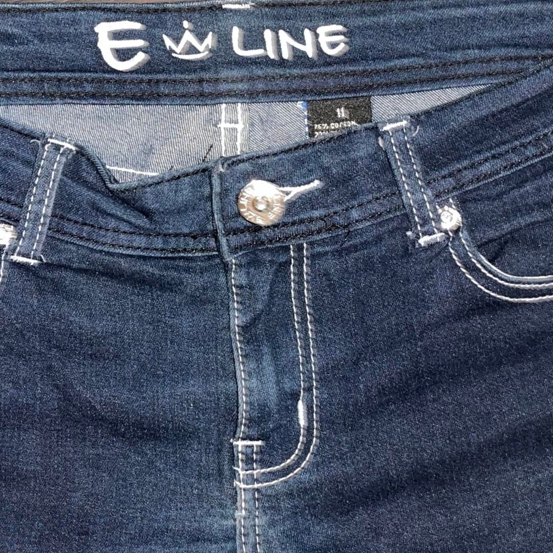 E Line Skinny Womens Jeans Pants Rhinestone Pockets Size 11 Y2K