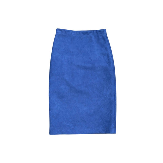 BCBGMAXAZRIA Pencil Skirt Faux Suede type Blue Career Workwear Size XXS