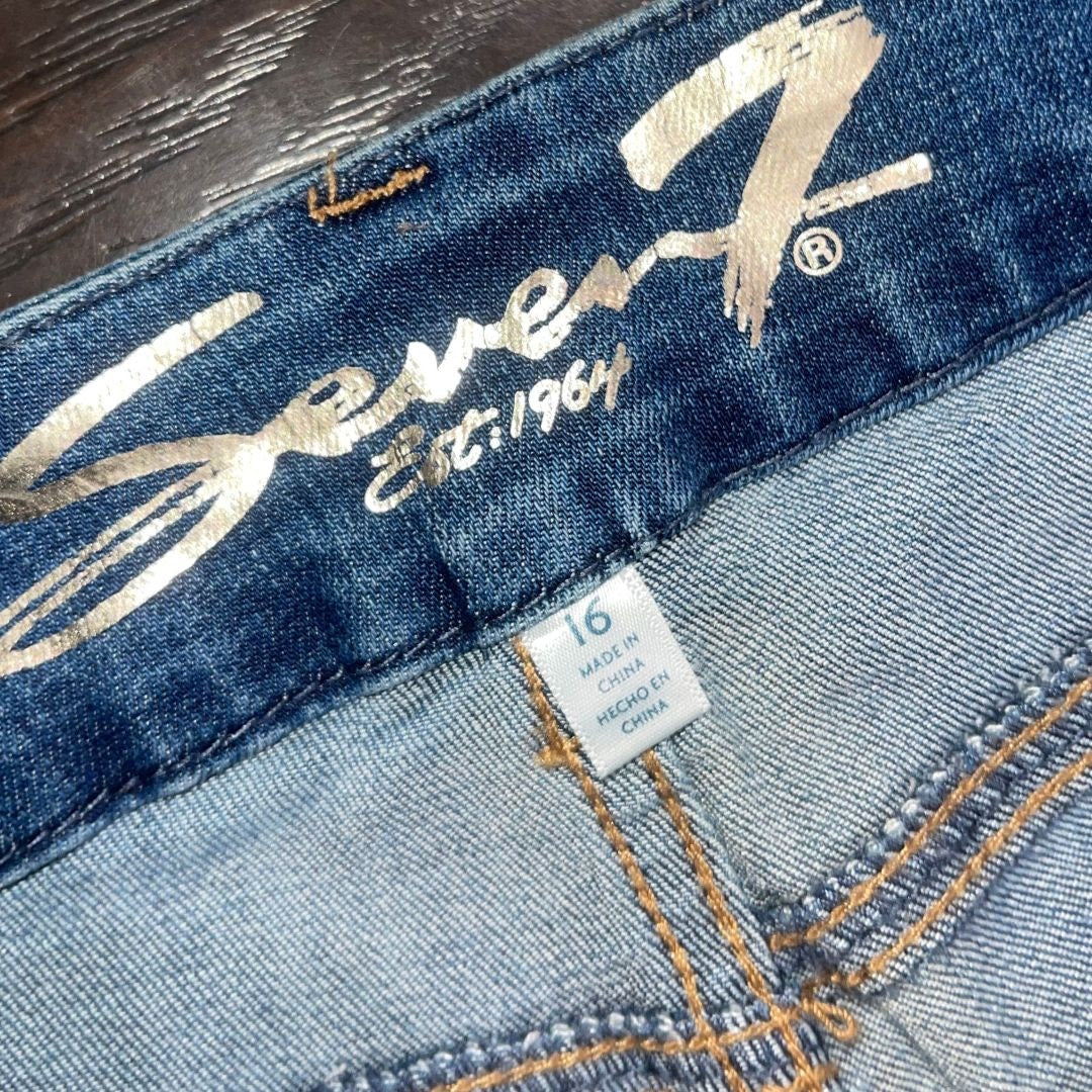 Seven7 Jeans Women Tummyless High Rise Skinny Plus Size 16 Stretch streetwear