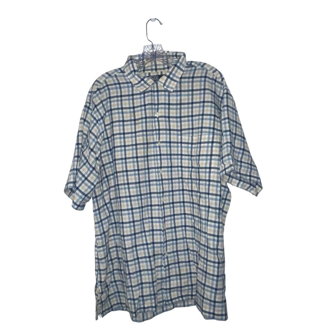 Polo Ralph Lauren Adams Short Sleeve Plaid Shirt Size XL Preppy Casual Nautical