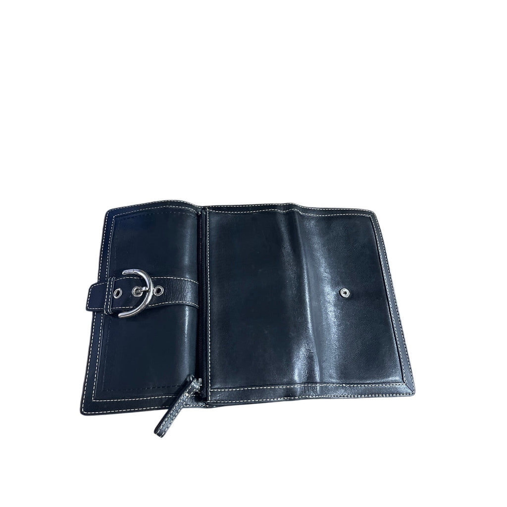 Coach Vintage Soho Black Leather Trifold Buckle Wallet Y2K Accessory