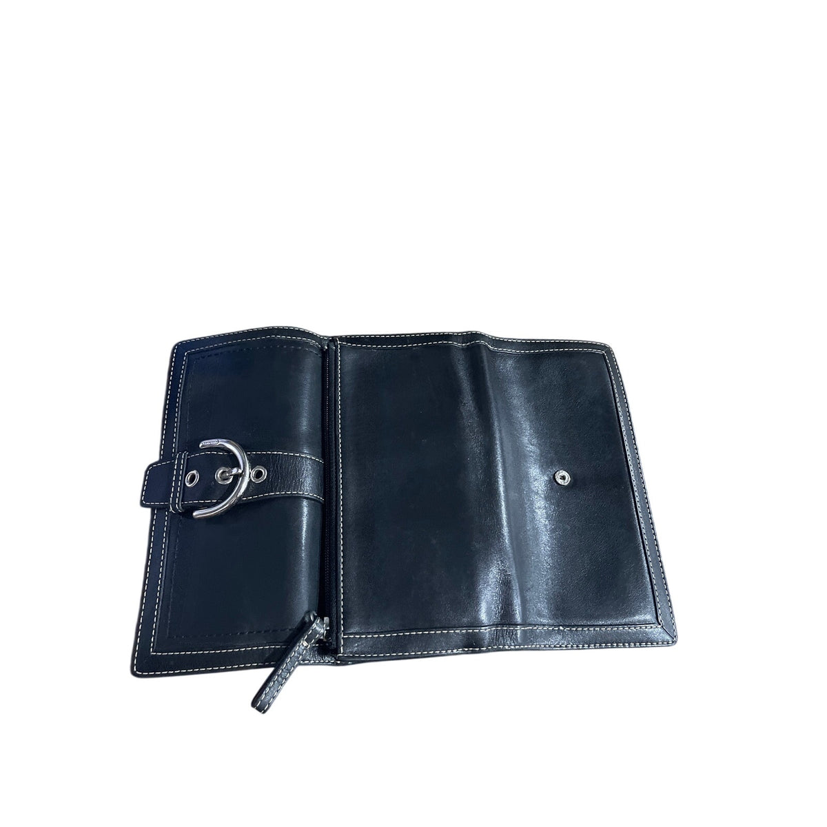Coach Vintage Soho Black Leather Trifold Buckle Wallet Y2K Accessory
