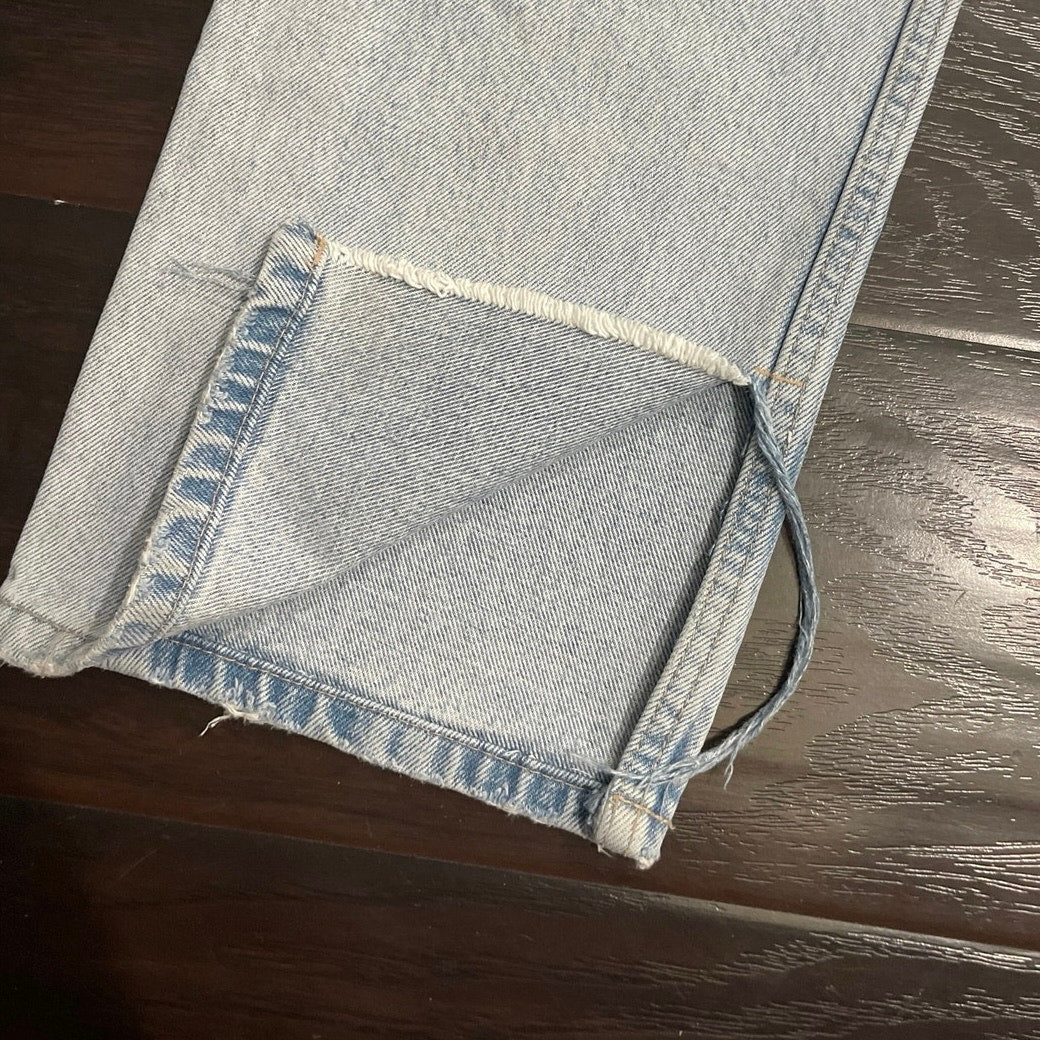 Zara Light Wash Straight Leg Denim Jeans Size 6 Side Split Hems 90s VTG Inspired