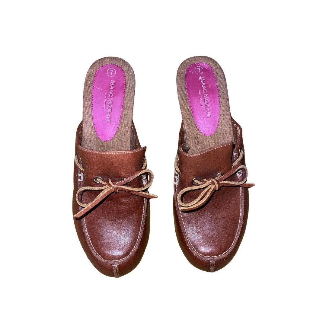 Isaac Mizrahi brown mules by Target Slip on Clogs Bow Tie Size 7