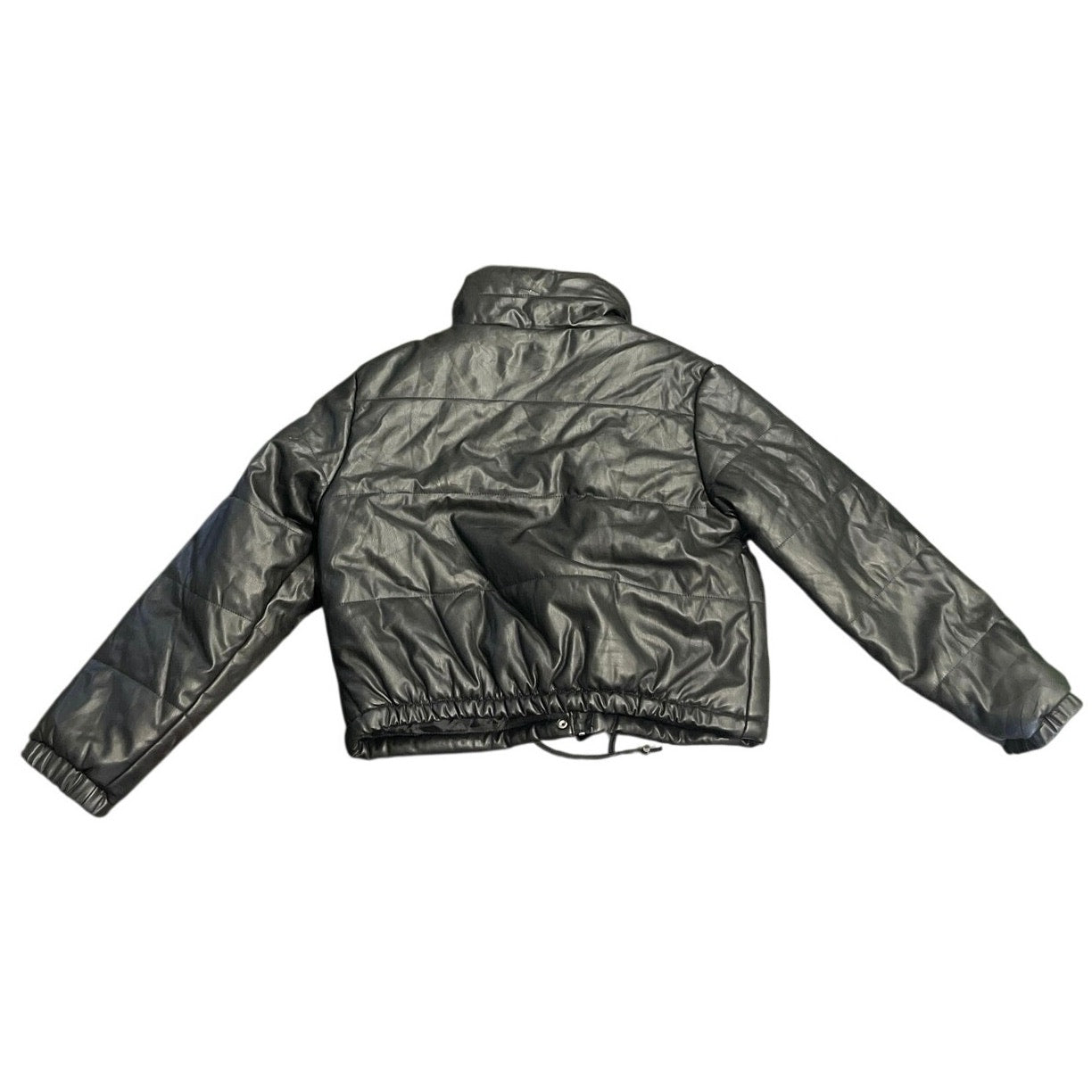 Vigoss Faux Leather Cropped Quilted Puffer Jacket SZ XL Military Flight Aviation