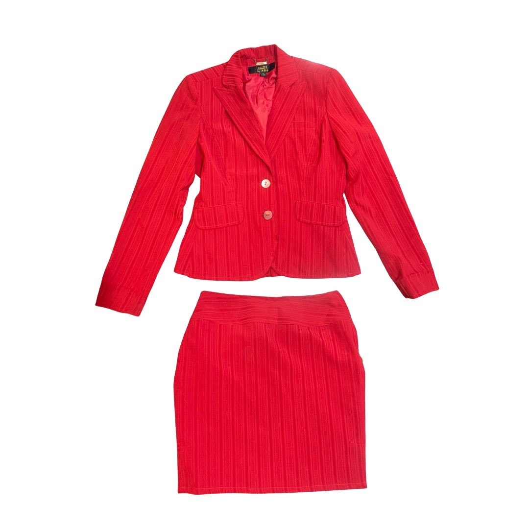 Allen by A.B.S. Suit Blazer Skirt Set Size 4 Career Office Professional Vintage
