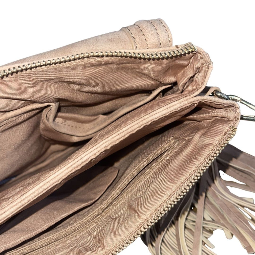 Faux Suede Shoulder Crossbody Handbag Purse Tassel and Adjustable Strap Western