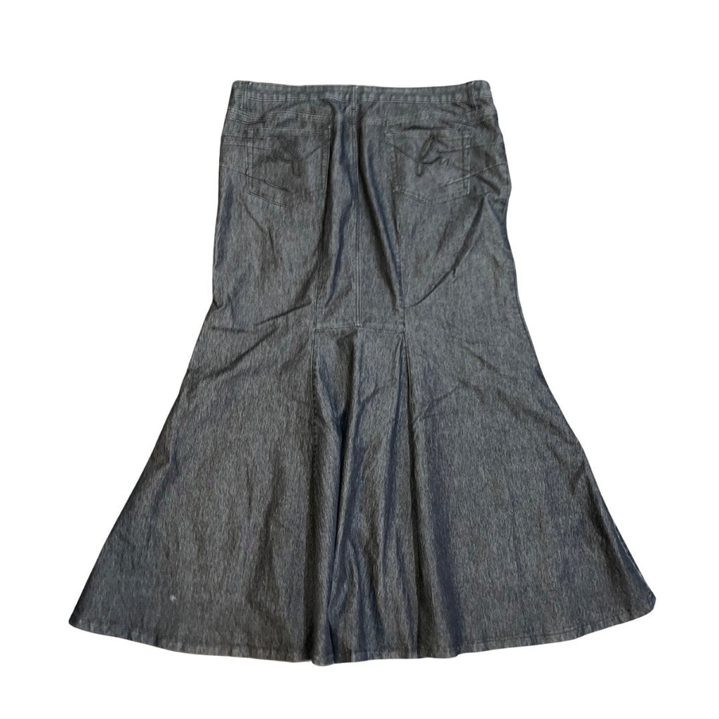 Bisou Bisou Denim Black Stretch Mermaid Maxi Skirt 16 Western Boho Retro VTG 90s