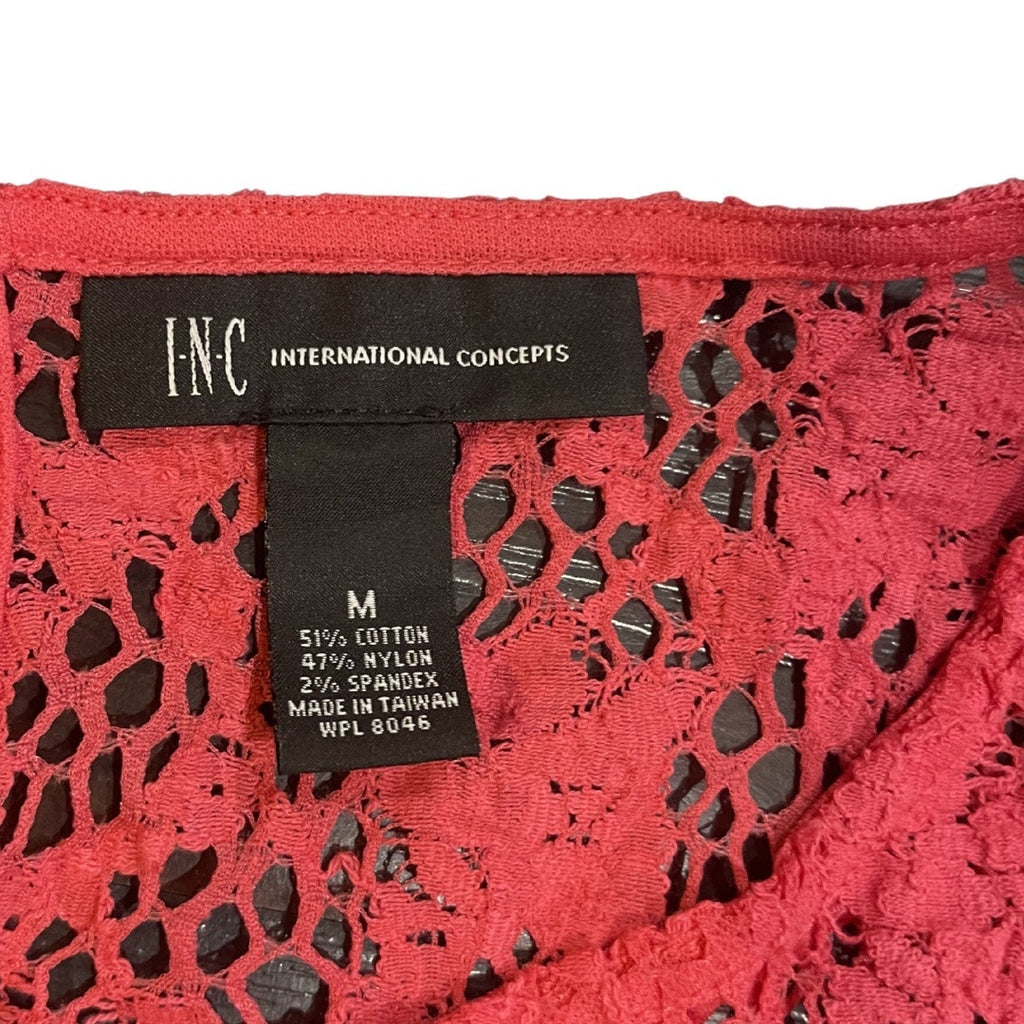 INC International Concepts Floral Lace Top Puff Sleeves Size Medium Boho Chic