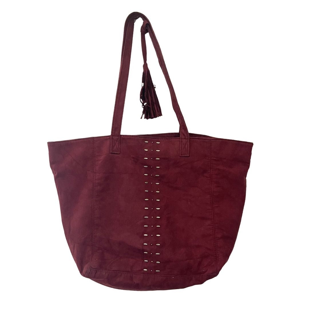 Abercrombie & Fitch Burgundy Shoulder Tote Handbag Y2K Faux Suede Boho Western