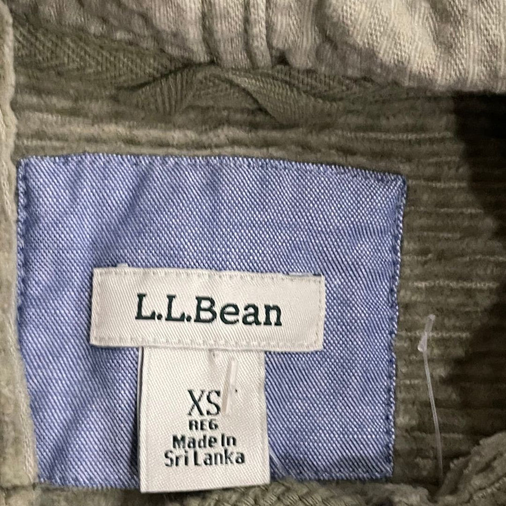 L.L. Bean Women Corduroy Full Zip Hoodie Shirt Jacket Pockets XS 100% Cotton