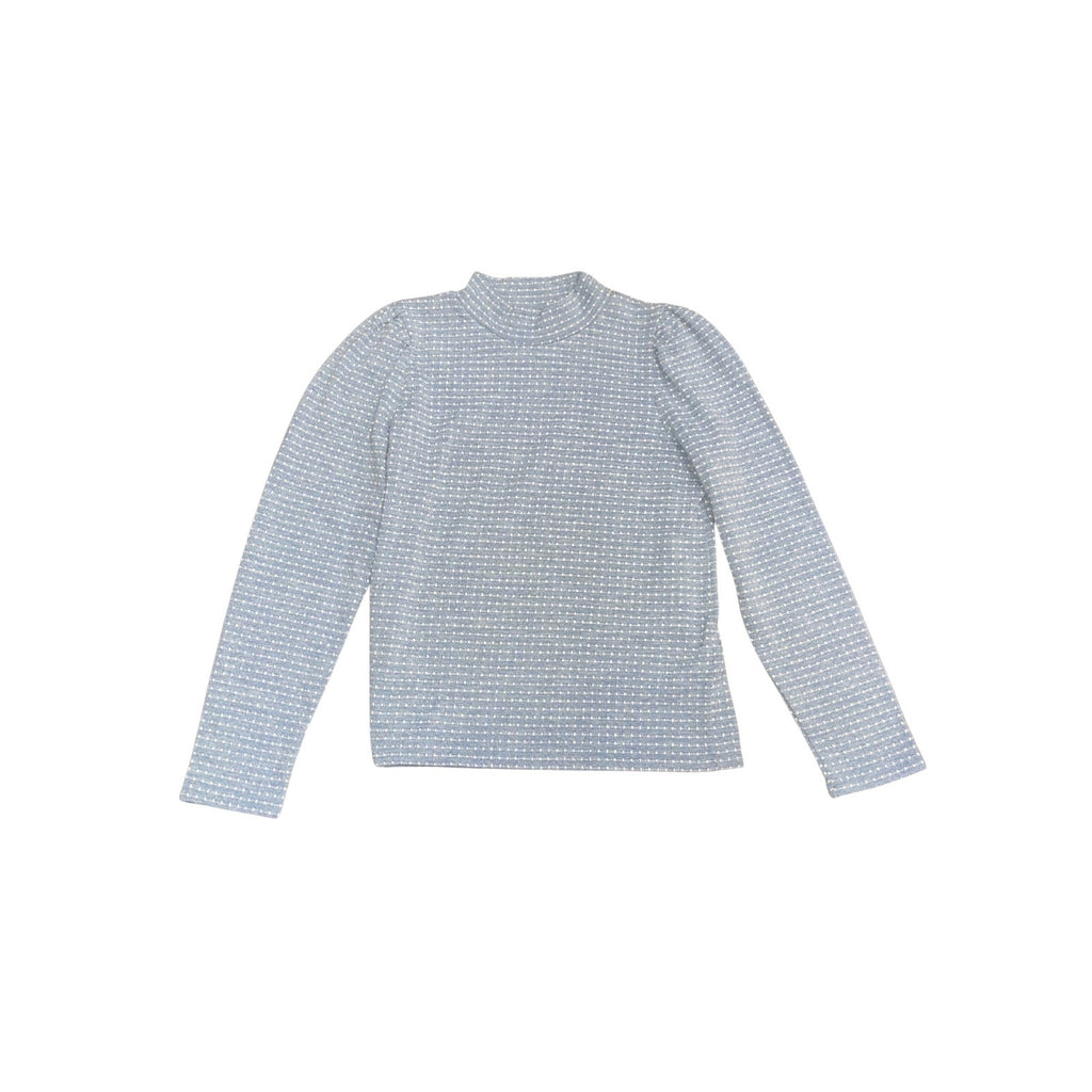 Madewell Jacquard Puff Sleeve Mockneck Top SZ M Texture Knit Vintage Inspired