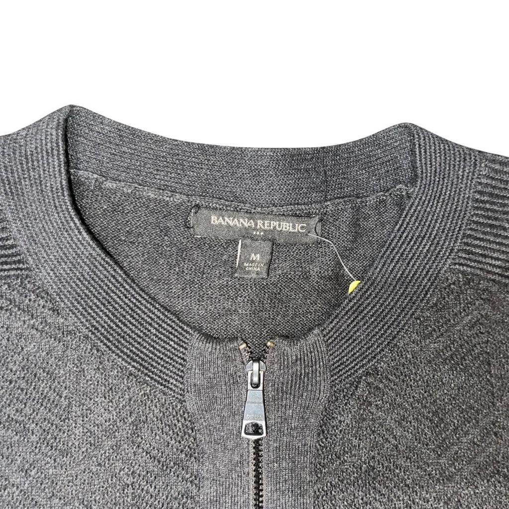Banana Republic Gray Full Zip Front Cardigan Sweater Size Medium Preppy Casual