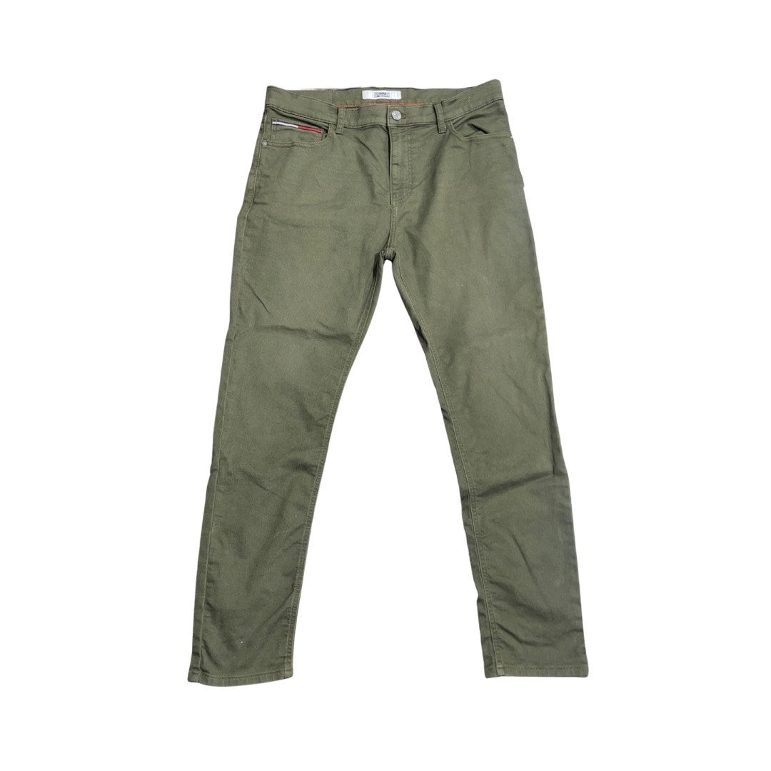 Tommy Hilfiger Jeans Chino Denim Green Slim Fit Pants Size 36x32 Casual Preppy