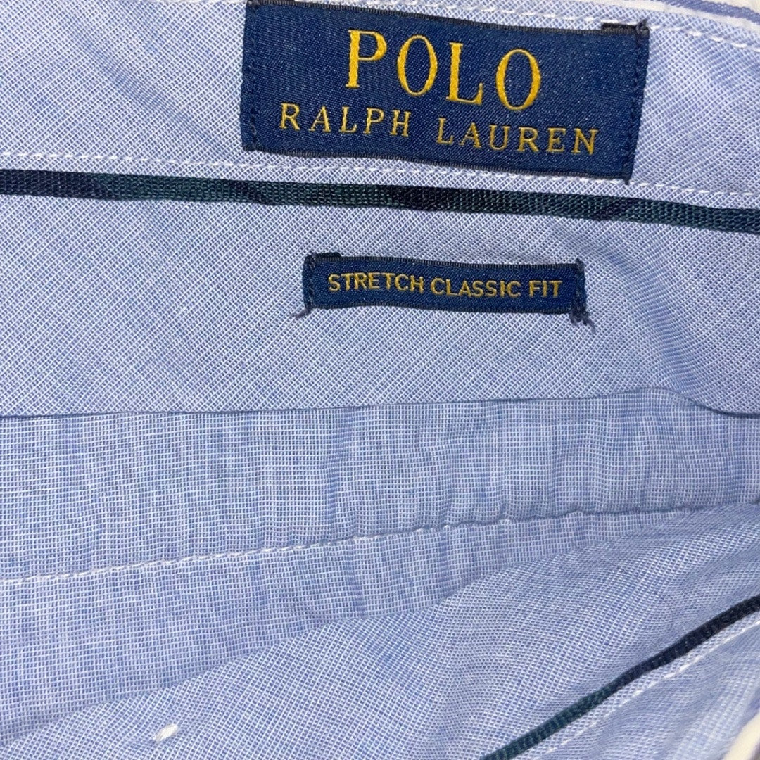 POLO Ralph Lauren Anchor Blue Striped Short Size 40 Stretch Classic Fit Nautical